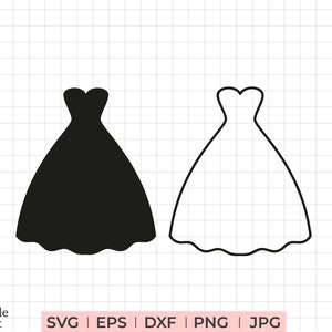 Vestido de novia svg, dxf, eps, png, jpg, contorno del vestido de novia svg, vestido de novia png, silueta del vestido svg, vestido de dama de honor svg