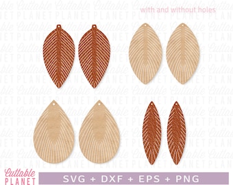 Fringe leaf earring svg, dxf, eps, png, bundle fringe leaf svg, fringe teardrop svg