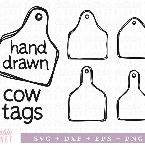 Hand drawn cow tag outline svg, dxf, eps, png, cow ear tag outline svg, outline of a cow tag, cow tag pattern, cow ear tag png, cow tag png