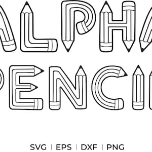 Contorno de alfabeto de lápis svg, dxf, eps, png, letras de lápis de caligrafia svg, download instantâneo, fundo transparente png