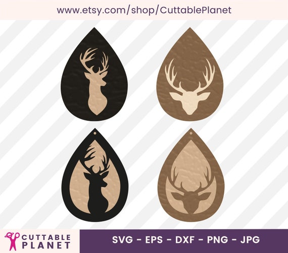 Deer Earrings Templates Svg Dxf Eps Png Jpg Teardrop Etsy