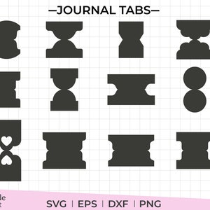 Journal tab template svg, dxf, png, folder tabs svg, divider tab cut file,  junk journal tabs svg, fold over tabs, instant download,