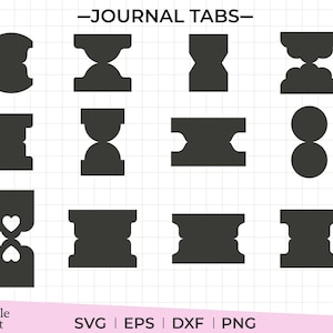 Journal tab template svg, dxf, png, folder tabs svg, divider tab cut file,  junk journal tabs svg, fold over tabs, instant download,