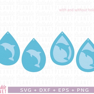 Delfin Template Ohrringe svg, dxf, eps, png, jpb, Delfin Tropfen Ohrringe svg
