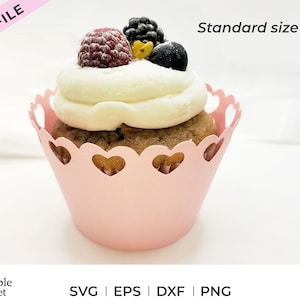 Plantilla de envoltorio de cupcakes del Día de San Valentín svg, dxf, eps, png, plantilla de envoltorio de cupcakes de San Valentín imprimible, descarga instantánea, uso comercial