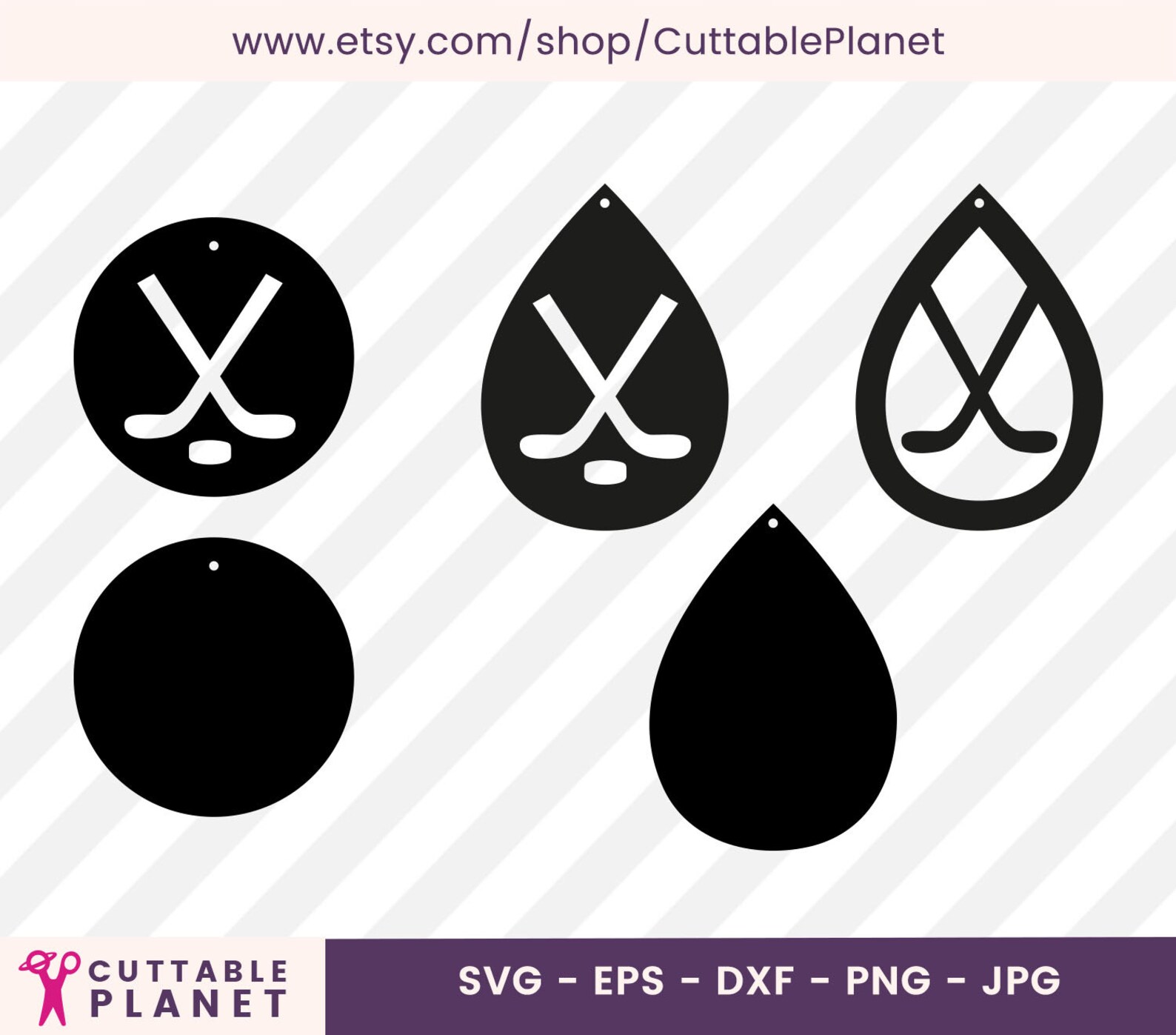 Hockey Earrings Template Svg Dxf Eps Png Jpg Faux Leather Etsy
