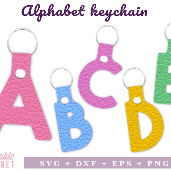 Alphabet keychain svg, dxf, eps, png, alphabet key fob svg, keychain letters svg, letters key chains