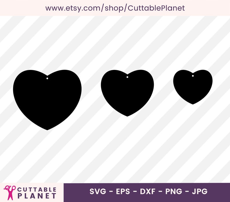 Download Stacked heart earring template svg dxf eps png jpg | Etsy