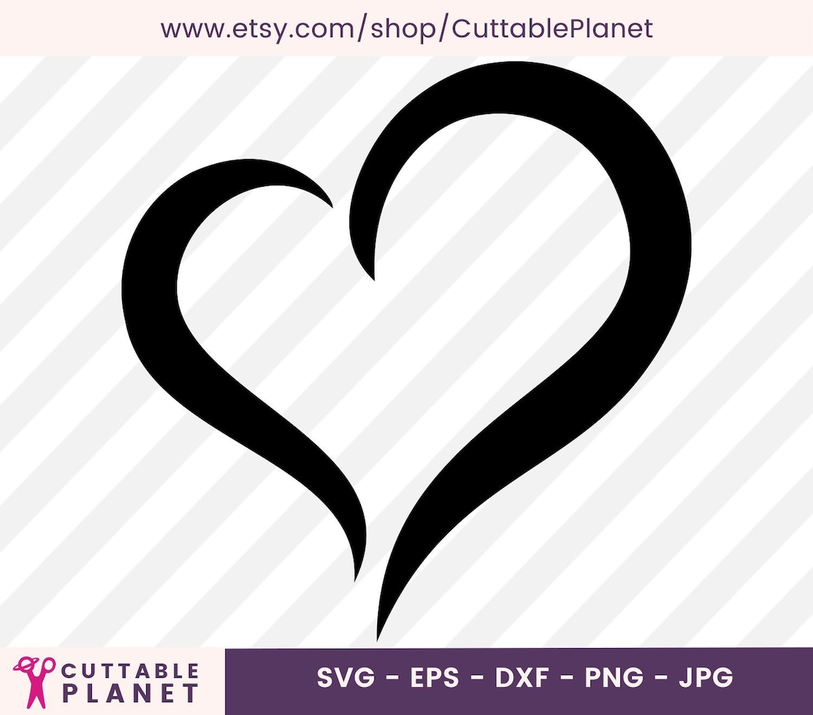 Swirly Open Heart SVG