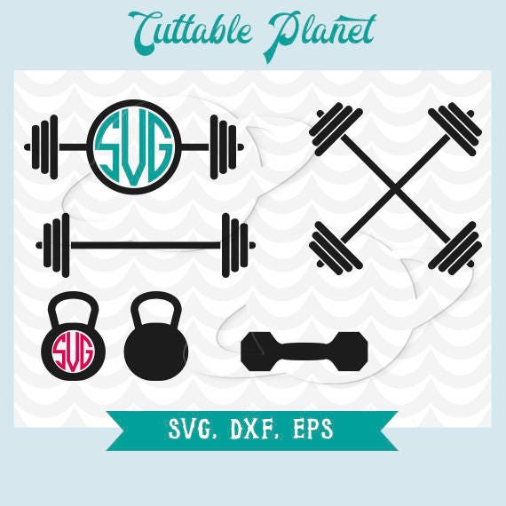 Barbell svg barbell monogram barbell Weight SVG Kettlebell SVG Monogram