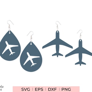 Orecchino aeroplano in formato SVG, DXF, eps, PNG, modello di orecchino aereo in formato SVG, orecchino da viaggio in formato SVG, orecchino Aricraft in formato SVG, orecchino a goccia in formato SVG