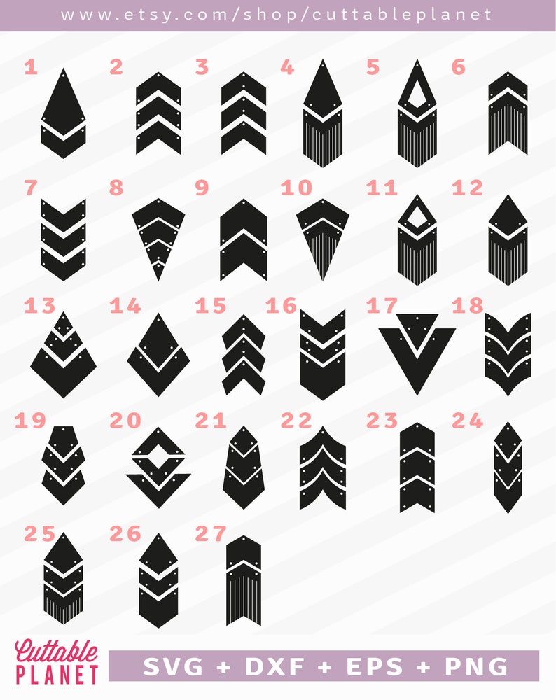 Download Chevron earrings bundle svg dxf eps arrow earrings fringe ...