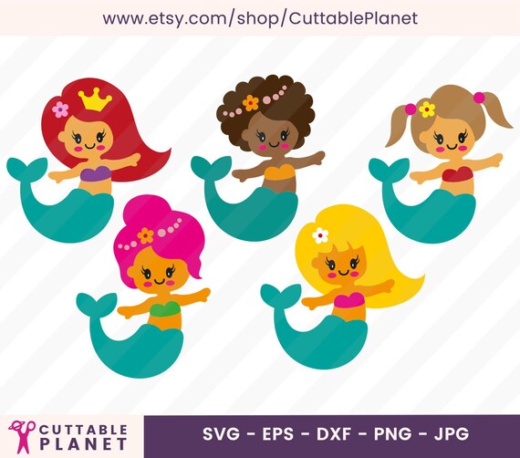 Download Cute Mermaid Bundle Svg Dxf Eps Png Jpg Baby Mermaid Svg Etsy