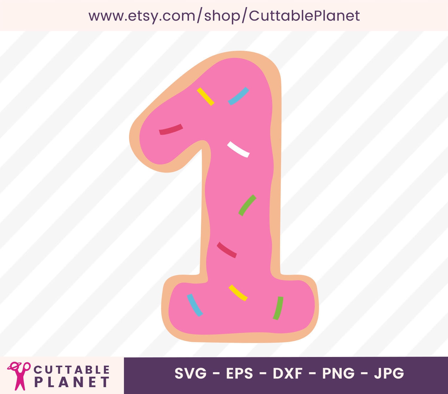 Pink donut first birthday svg dxf eps png jpg number one | Etsy