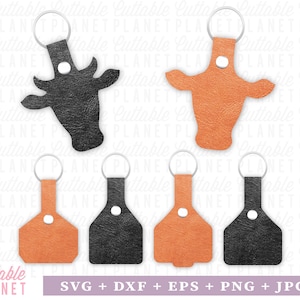 Koe oormerk sleutelhanger svg, eps, dxf, png en jpg, koe oormerk sleutelhanger svg, stier kop sleutelhanger svg, koe hoofd sleutelhanger svg