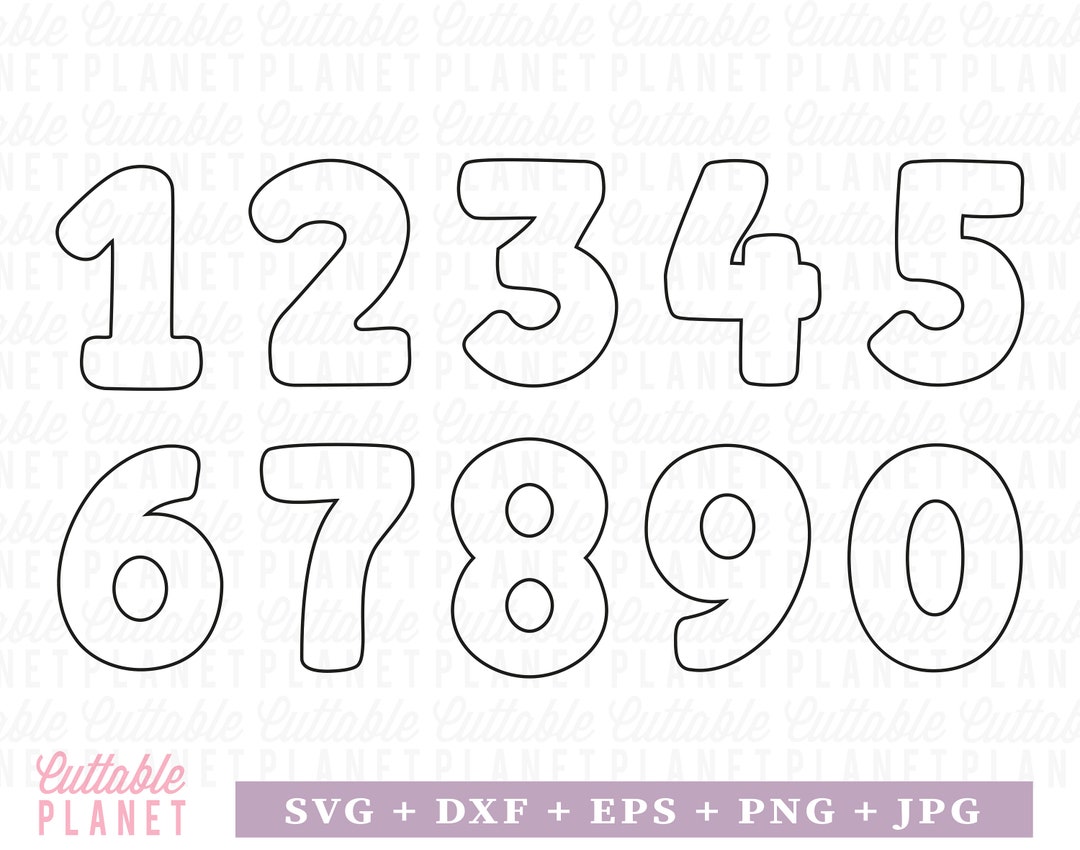 Outline Numbers Svg, Dxf, Eps, Png, Jpg, Birthday Numbers Svg, Outline ...