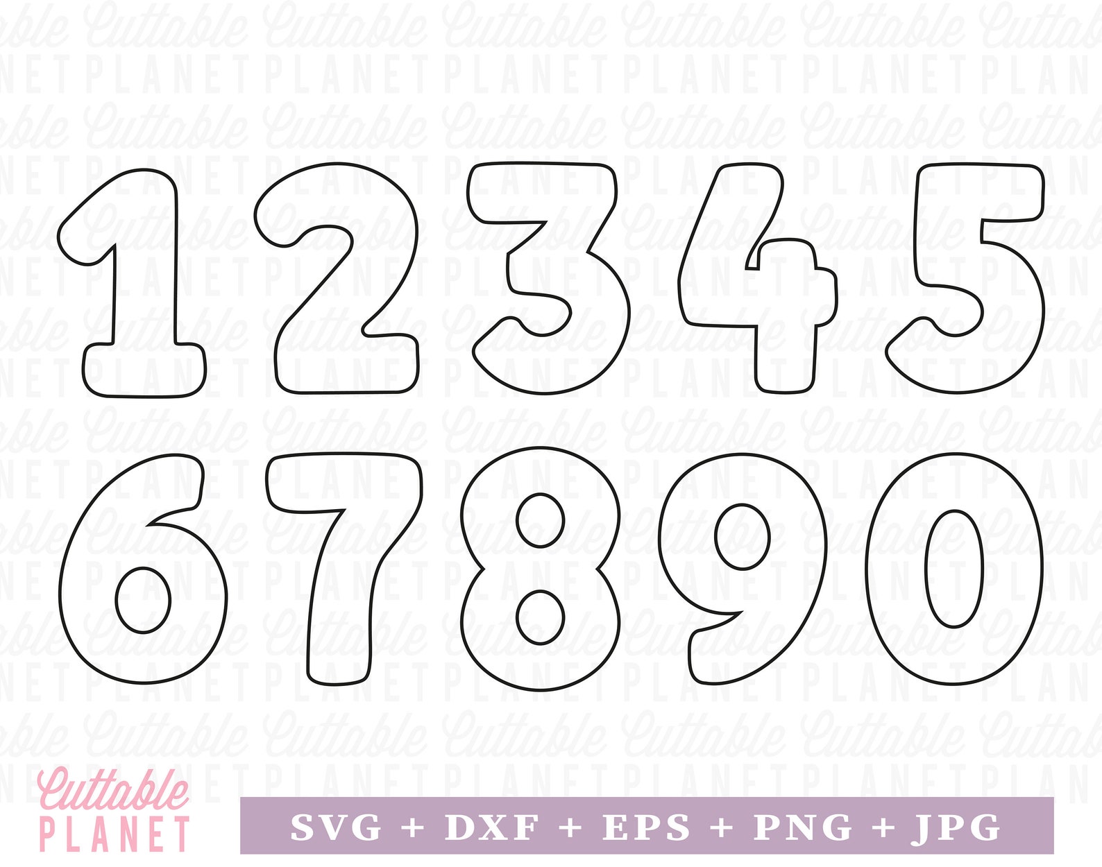 Outline Numbers Svg, Dxf, Eps, Png, Jpg, Birthday Numbers Svg, Outline Number Clipart, Number ...