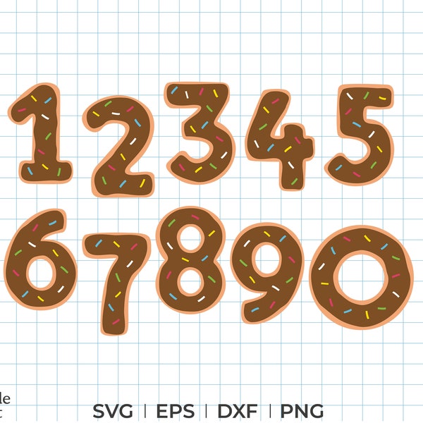 Chocolate donut numbers svg, chocolate donut numbers png, dxf, eps, donut number set,, donut vector number, doughnut number svg