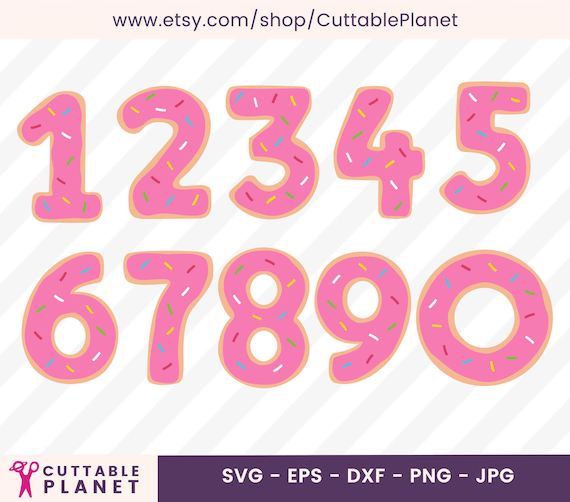 Download Pink donut numbers svg dxf eps png jpg Birthday donuts | Etsy
