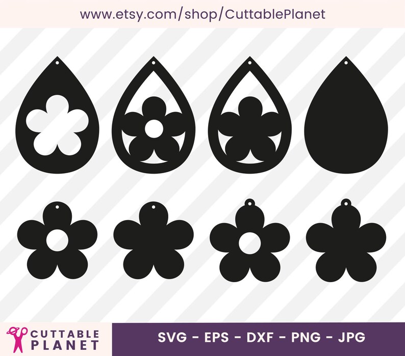 Flowers earrings templates svg dxf eps png jpg faux | Etsy