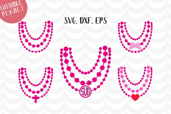 Necklace svg dxf eps pearl necklace svg cross necklace | Etsy