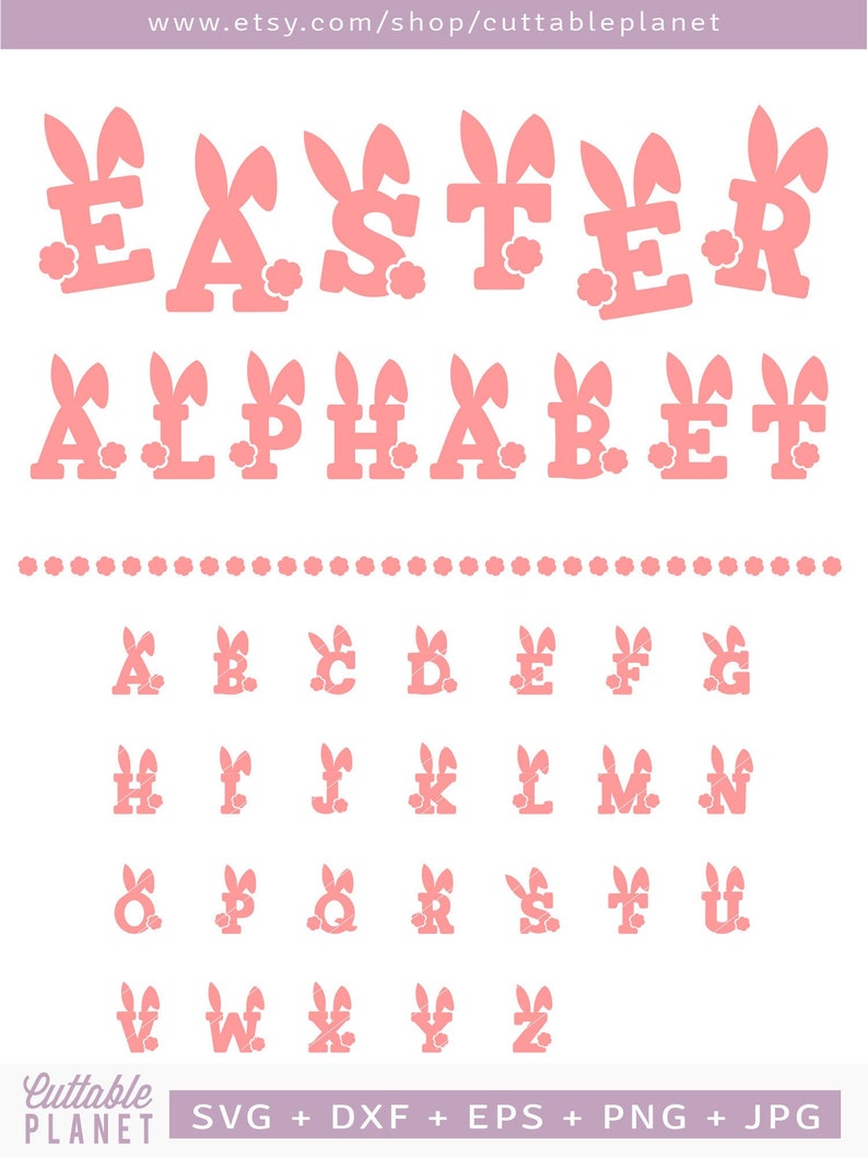 Easter alphabet svg, dxf, eps, png, jpg, instant download, bunny easter alphabet clip art image 1