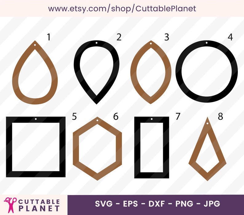 Basic Linear Earrings Template Svg Dxf Eps Png Jpg Basic | Etsy
