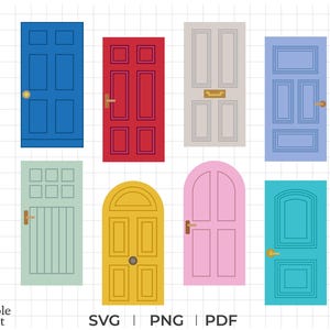 Fichier SVG de porte | Porte PNG transparente | Lot de cliparts pour porte | PDF A4 imprimable | Fichiers de découpe Cricut | Téléchargement instantané