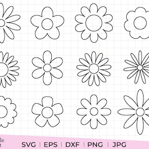 Outline flower svg, dxf, eps, png, jpg, flower outline svg, daisy outline svg, daisy svg, daisy outline printable, instant download