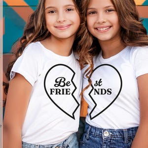Beste vrienden gespleten hart Svg Dxf Png Eps Jpg-ontwerp voor bijpassende T-shirts en ambachten