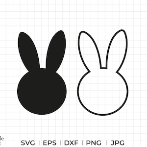 Bunny hoofd silhouet SVG, DXF, EPS, PNG, jpg, Bunny hoofd SVG, Bunny hoofd PNG, konijn SVG, Bunny gezicht SVG, paashaas hoofd SVG, schattig hoofd