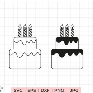Contour de gâteau d'anniversaire svg, dxf, eps, png, jpg, clipart gâteau d'anniversaire, art numérique de gâteau d'anniversaire, gâteau d'anniversaire png, clipart gâteau d'anniversaire