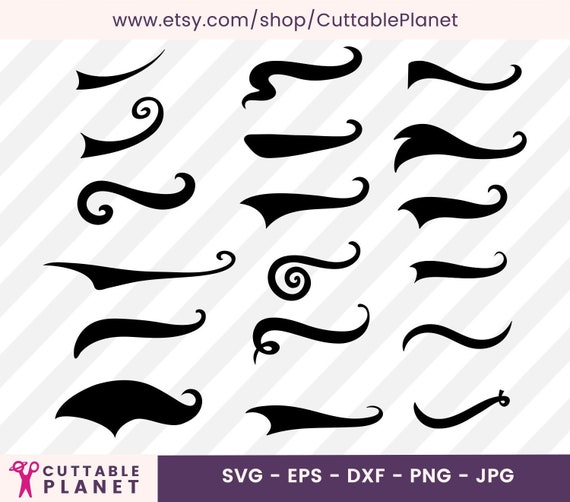 30 swoosh, swirl, swash, Vector Design Elements,SVG, PNG, Flourish,  Clipart, Digital Cutting File, Copyright Free, cricut, Illustrator