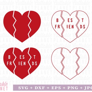 Beste vrienden hart 3 stuk svg, dxf, eps, png, jpg, driedelig hart svg, beste vrienden voor 3 png