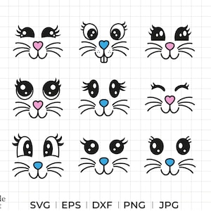 Bunny gezicht SVG, DXF, EPS, PNG, jpg, paashaas gezicht SVG, konijn gezicht SVG, cricut Bunny gezicht SVG, schattig konijntje gezicht SVG, konijn gezicht