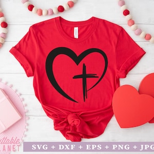 Heart with cross svg, dxf, eps, png, jpg, heart with cross png, instant download, heart with cross shirt design, cross heart svg, cross svg
