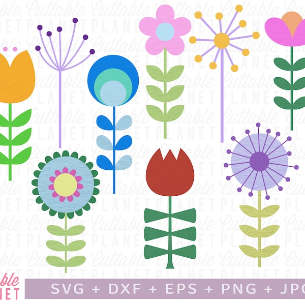 Flowers svg, Mid century modern flowers svg, dxf, eps, png, jpg, mid century modern art svg, mid century flowers svg, flower laser svg