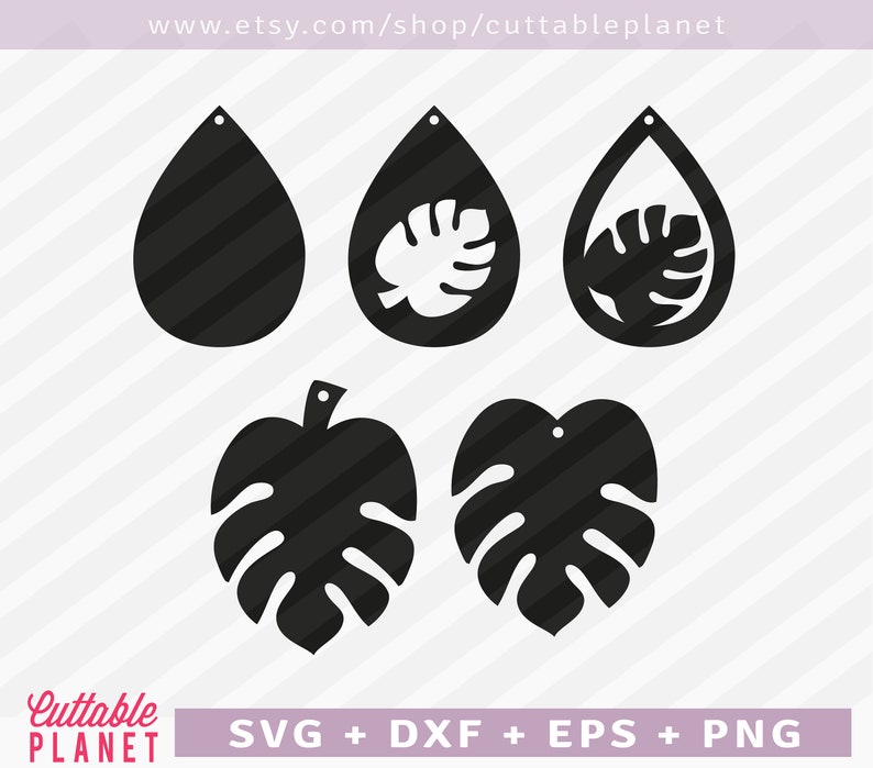 Download Monstera earring templates svg dxf eps png instant | Etsy