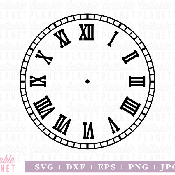 Clock face Roman Numerals avg, dxf, eps, png, jpg, mural clock svg