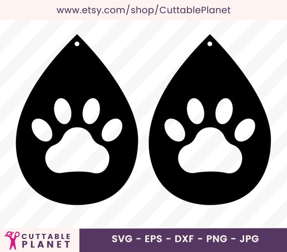 Pawprint Earrings Svg Dxf Eps Png Jpg Earrings Template Etsy