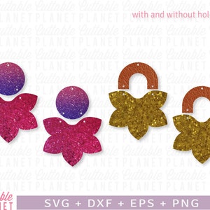 Bloem oorbellen svg, dxf, eps, png, twee delen oorbellen svg, instant download, commercieel gebruik