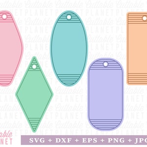 Vintage motel sleutelhanger svg, dxf, eps, png, jpg, retro hotel sleutelhanger verschillende vormen, ovale sleutelhanger svg, diamant sleutelhanger svg geslepen bestand