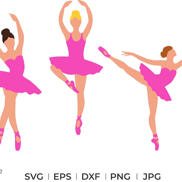 Ballerina svg, dxf, eps, png, jpg, ballet dancer svg, pink ballerina svg, instant download, ballet images clip art, ballerina png