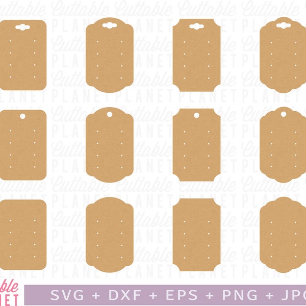 Stud earring card template for 4 sets, display card svg, stud card svg, earring display card svg, dxf, eps, png, jpg