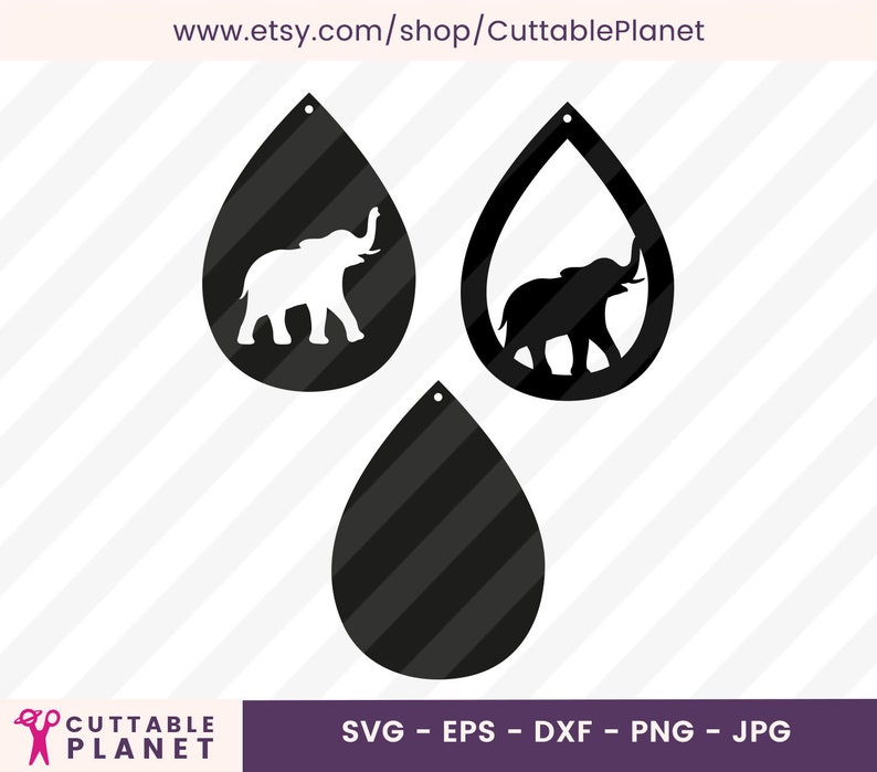 Elephant earrings template svg dxf eps png jpg elephant | Etsy