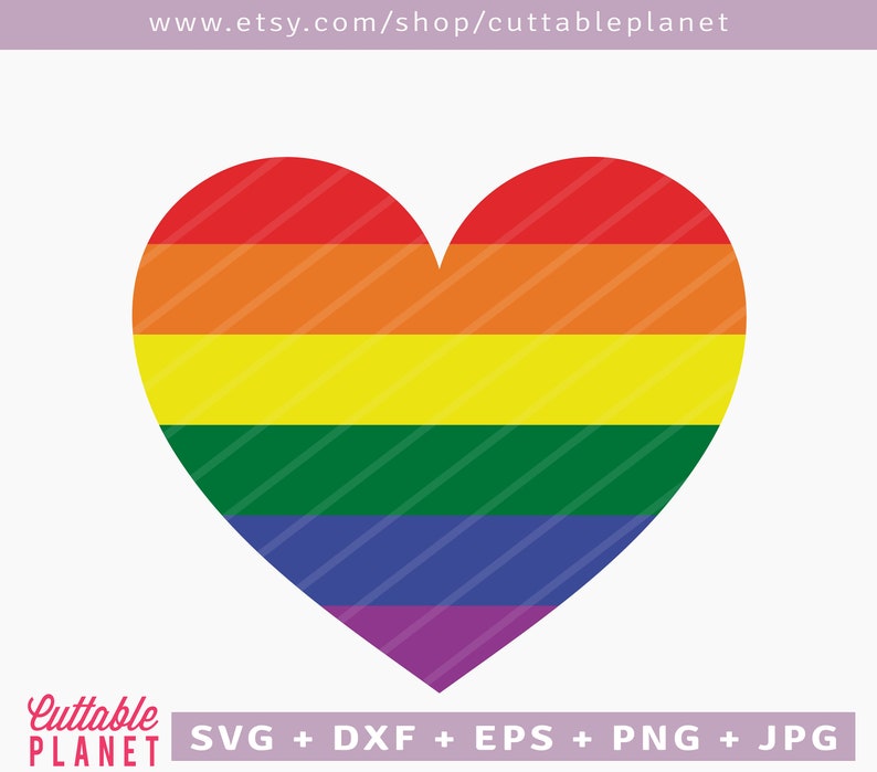 Download Rainbow heart svg dxf eps png jpg gay pride flag svg | Etsy