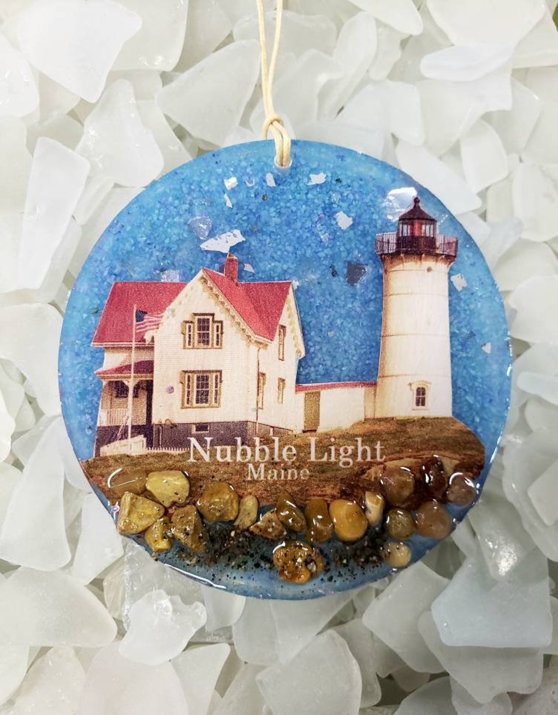 Nubble Light Maine Suncatcher lighthouse ornament Etsy
