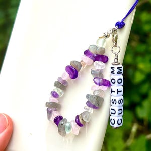 Mini Edelstein Anhänger | Heilender Kristall Mini Handyband | Perlen Edelstein Handykette | Kundenspezifisches Kristallzusatz für Telefon, Schlüssel, Tasche