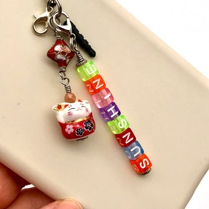 red lucky cat kawaii cat phone charm custom name charm maneki neko phone hook charm good luck cat charm phone plug cute cat phone charm gift
