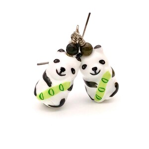kawaii panda earrings cute panda earrings panda bear earrings panda bear drop earrings
